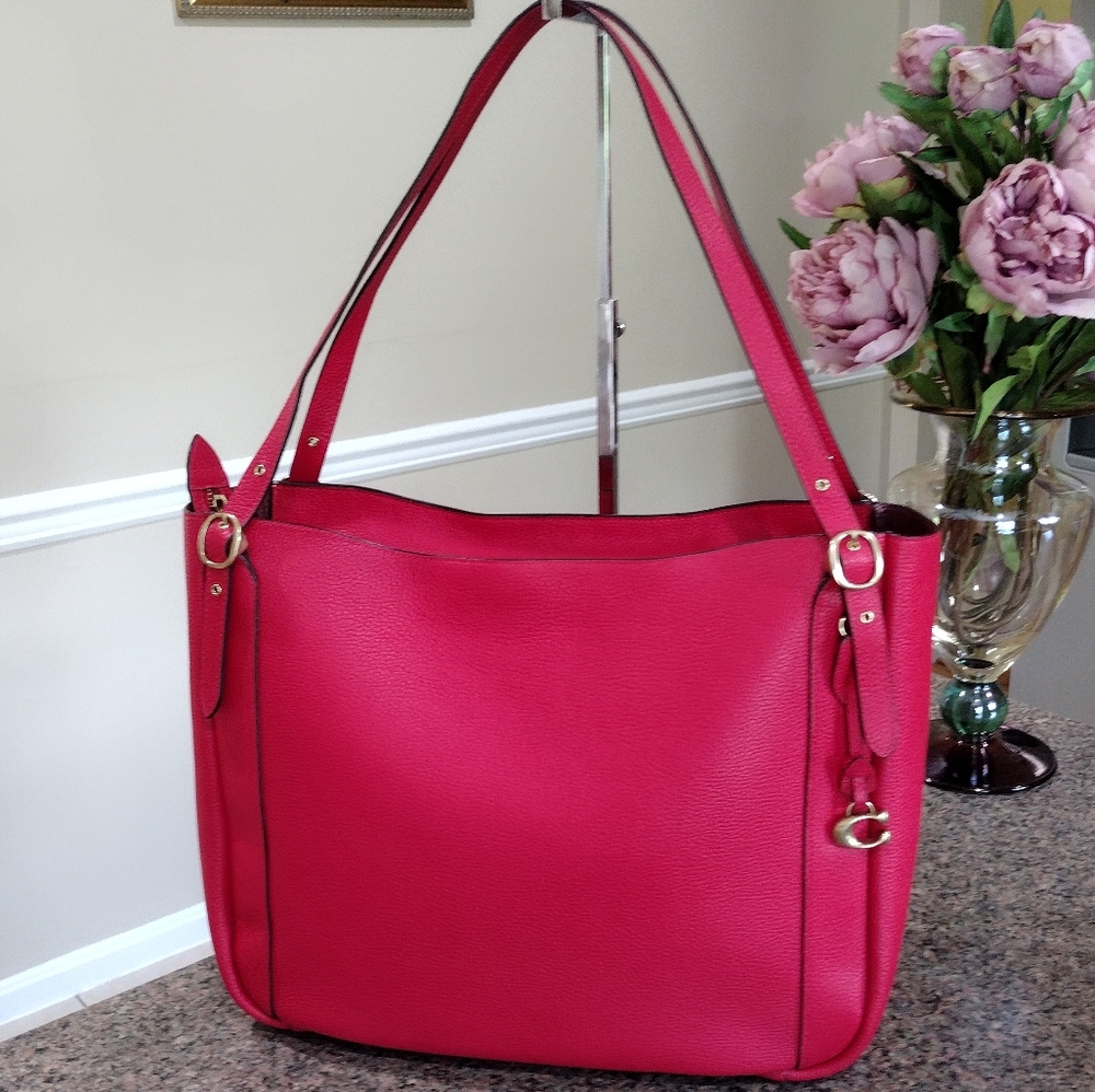 NWT Coach Candy Apple Red Alana Leather Tote Bag
